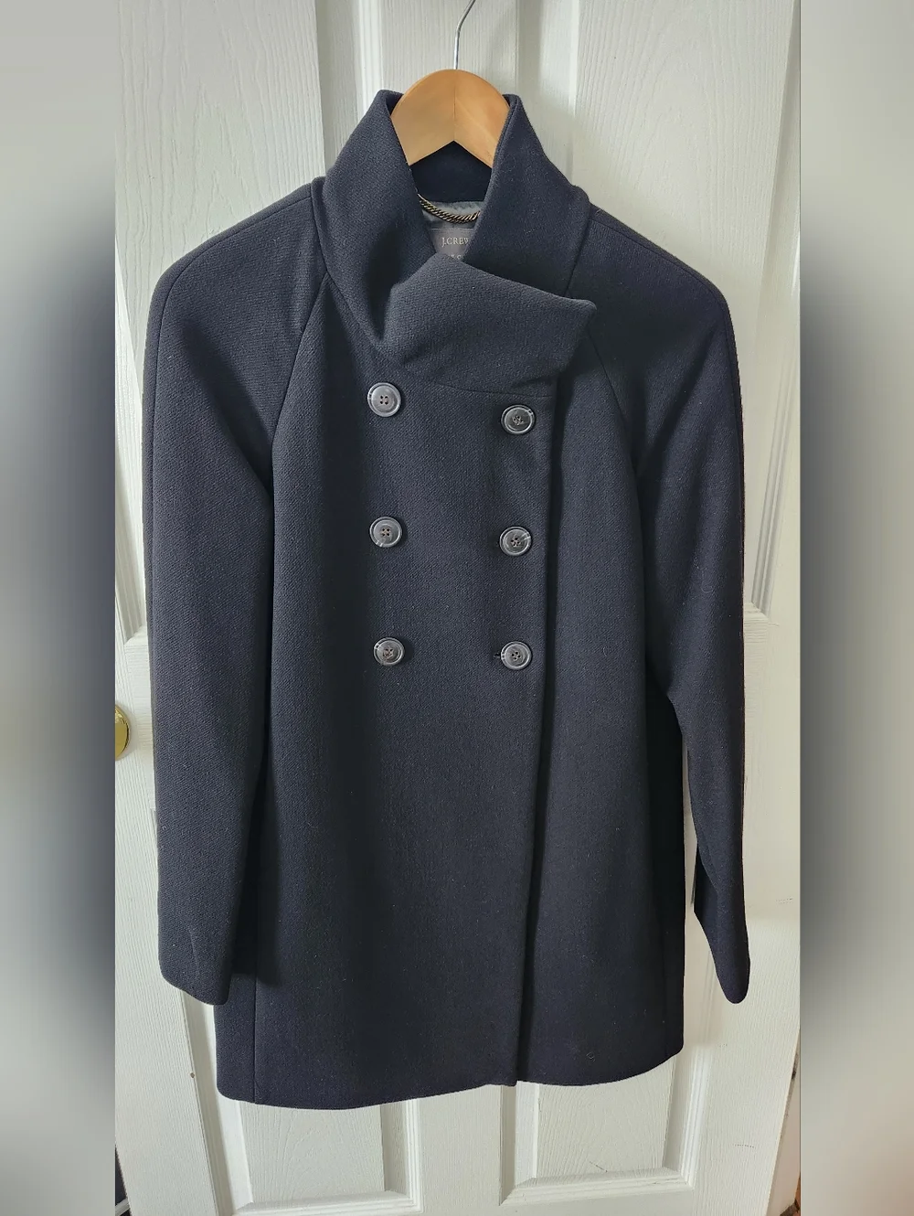 J. Crew Black Double-Breasted Wool Pea Coat - Picture 2 of 6